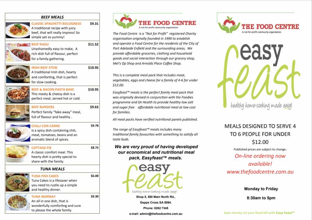EasyFeast menu page 1